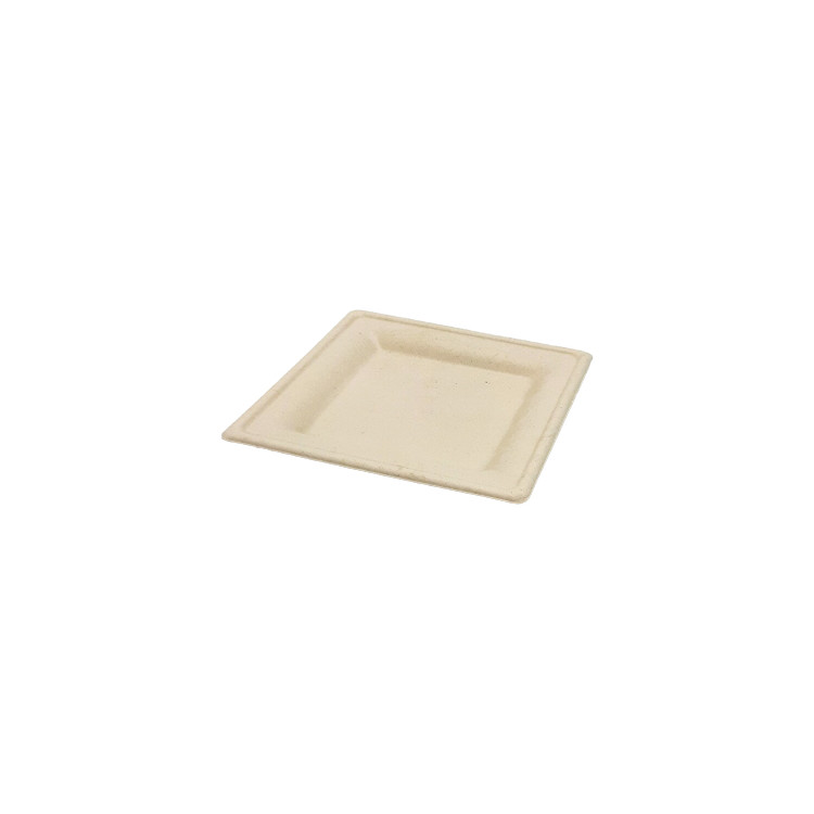 ASSIETTE FIBRE CARREE  NATUREL 150x150mm PAR 500