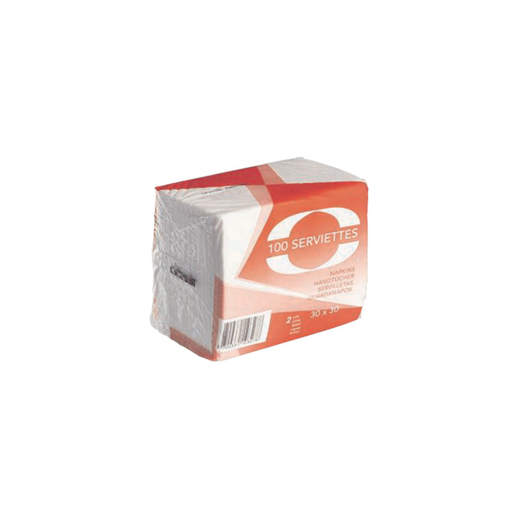 SERVIETTE OUATE 30/30 2 PLIS BLANCHE /200