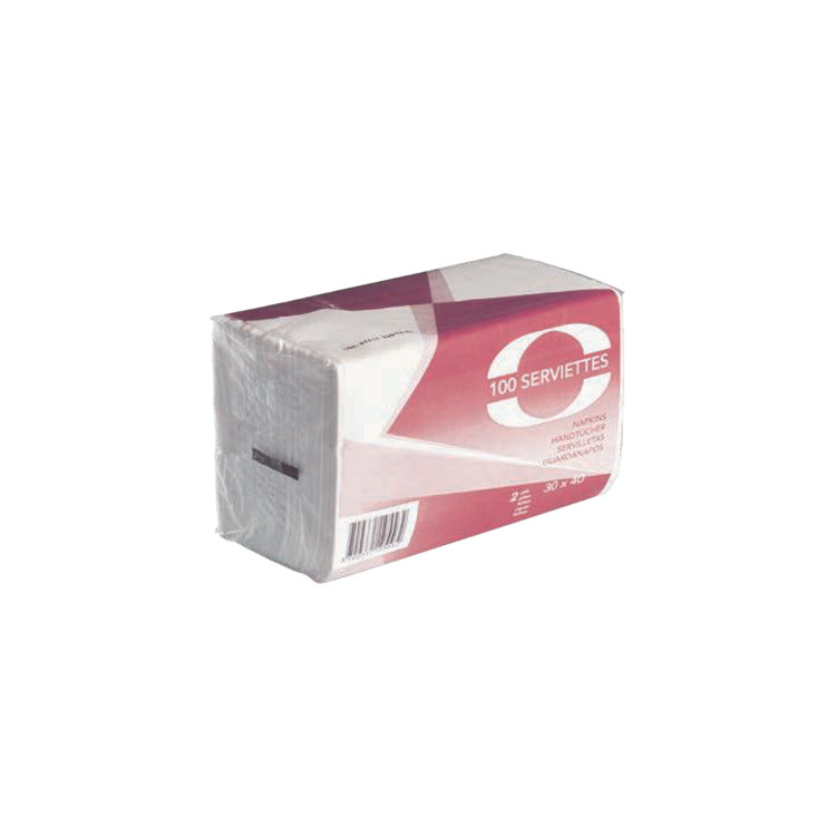 SERVIETTE OUATE 2 PLIS 30/40 BLANCHE /100