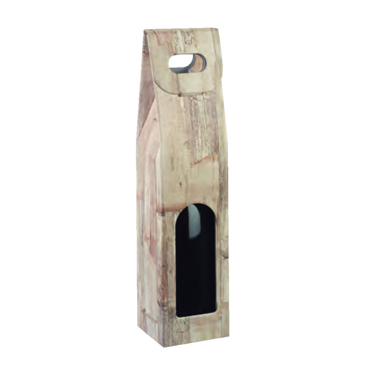 VALISE 1 BOUTEILLE 90x90x385 mm WOOD PAR 1