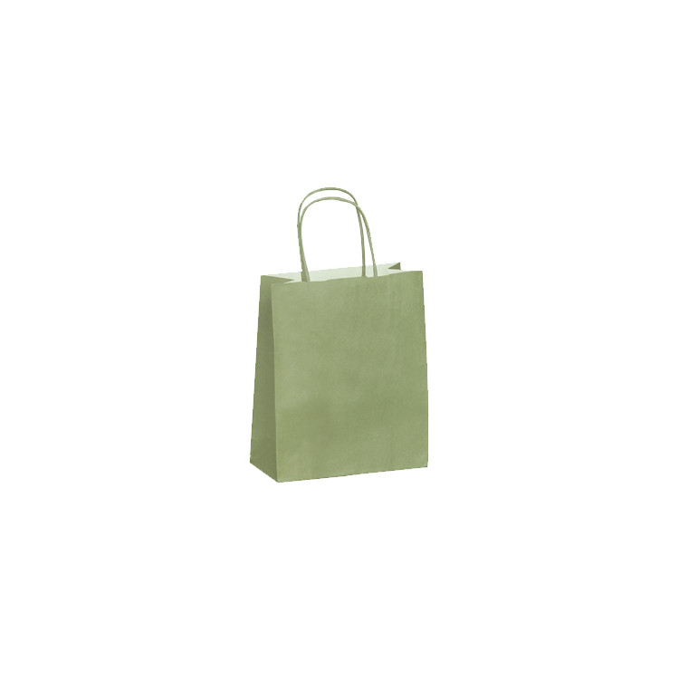SAC PF KRAFT VERT AMANDE 18X8X22 CM PAR 50